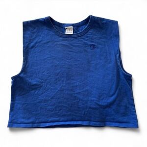 Sz M Unisex Classic Blue Champion Logo Sleeveless Muscle Tank Tee Gym Athletic